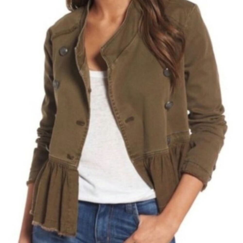 Free People Button Cuff Military Ruffle XS Jacket - Picture 9 of 9